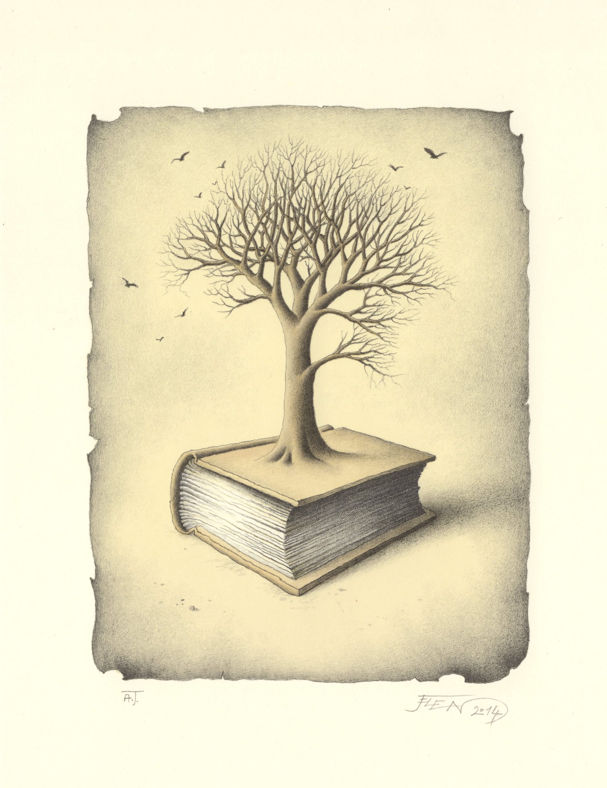 2014 Strom na knize / Tree on the book litography